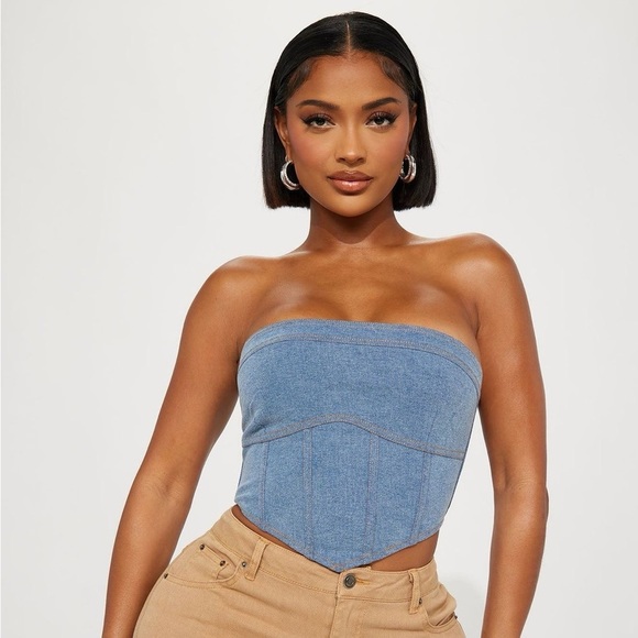 Fashion Nova Tops - FASHION NOVA strapless  denim tube top